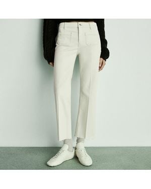 Mango Off Flared Cropped Jeans With Pockets - Green