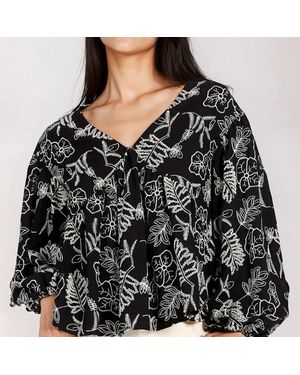 Little Mistress Embroidered Cotton Top - Black