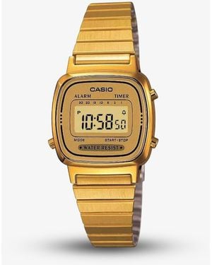 G-Shock Ladies Vintage Retro Tone Digital Watch La670Wega-9Ef - Metallic