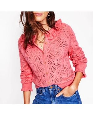 Boden Flamingo Alice Fluffy Stitch Cardigan - Red