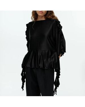 ARKET Silky Frill Top - Black