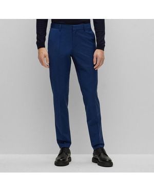 BOSS Slim Fit Wool Blend Trouser - Blue