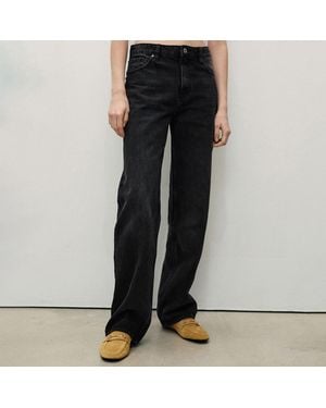 Mango Miami Medium Rise Straight Fit Jeans - Black