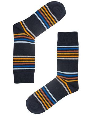 Jemsox Stripe Design Comfort Top Cotton Socks - Blue