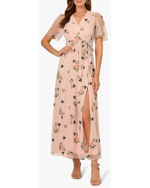 Adrianna Papell Embroidered Lace Midi Dress in White | Lyst UK