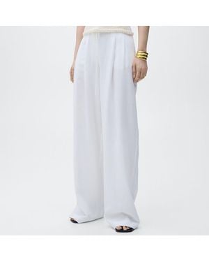 Mango Lyocell Suit Trousers With Bow Belt - White