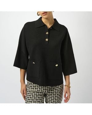 Joseph Ribkoff Boxy Polo Pullover - Black