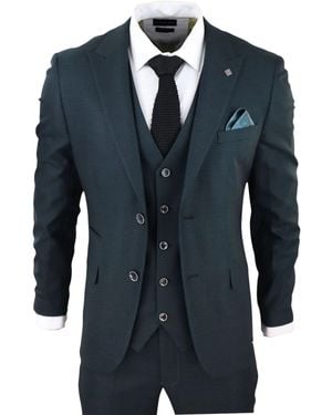 Paul Andrew 3 Piece Check Tailored Fit Suit - Blue