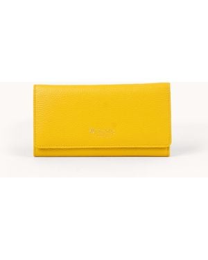 Assots London Claire' Pebble Grain Leather Flap Over Purse - Yellow