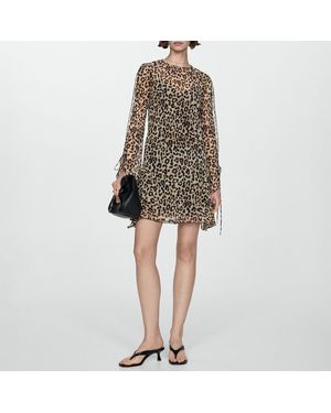 Mango Short Leopard-Print Dress - Black