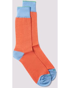 Duchamp Contrast Heel Cotton Blend Socks - Orange
