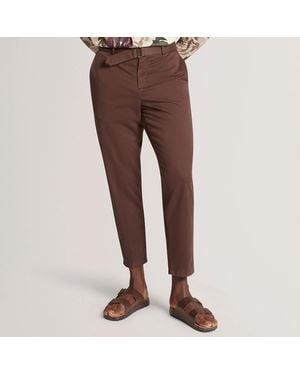 Ted Baker Armodo Tapered Belted Cotton Trousers - Brown