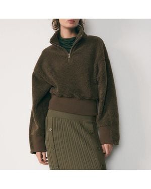Mango Khaki Half Zip Fleece Jumper - Green