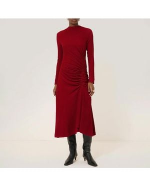 Jigsaw Crinkle Ruched Jersey Dress - Red