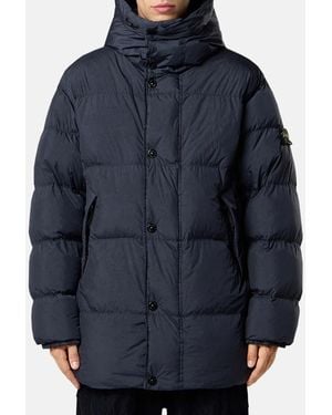 Stone Island Crinkle Feather Down Parka Jacket - Blue
