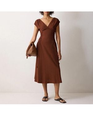 Jigsaw Jersey Lace Up Dress - Brown