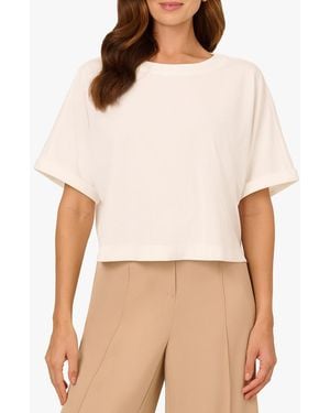 Adrianna Papell Ivory Dolman Boxy Rib Knit Crop Top - White