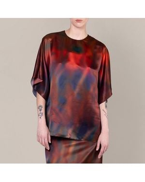 ROKSANDA Watercolour Satin Blend Versala Top - Red