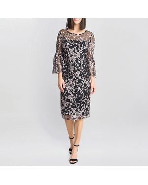 Gina Bacconi Maxine Embroidered Shift Dress - Black