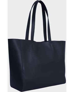 Assots London 'abingdon' Navy Real Leather Designer Tote Bag - Blue