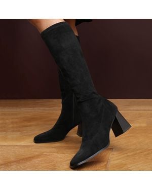 Where's That From 'Whitney' Stretch Calf Suede Block Heel Boots - Brown