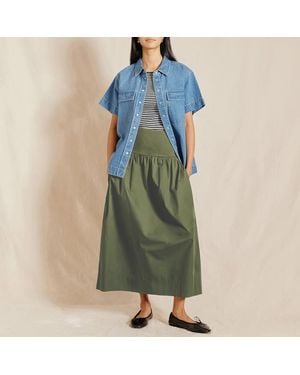 Albaray Khaki Woven Mix Midi Skirt Khaki - Blue