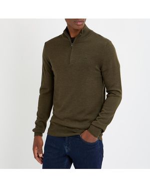 J.Lindeberg Khaki Merino Blend 1/2 Zip Jumper - Green