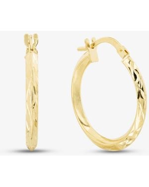 T.H.Baker 9Ct Patterned Edge Hoop Earrings Ar069Y - Metallic