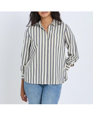 Joules Stripe Cotton Blend Shirt - Grey