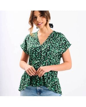 Needs No Label Animal Tiered Hem Top - Green