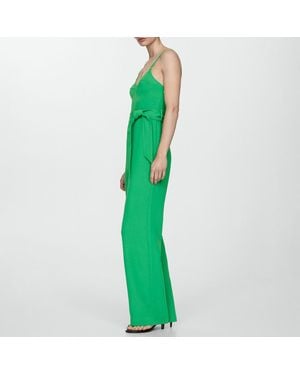 Mango Bow Long Jumpsuit - Green