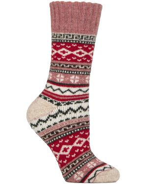 Country Pursuit Ladies Wool Blend Hiking Socks Cushioned Walking Boot Socks - Red