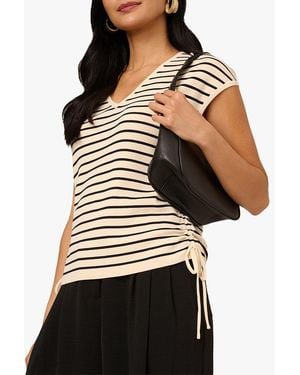 Adrianna Papell Ivory Extended Cap Sleeve Jumper Top - Black