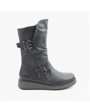 Heavenly Feet Hannah4 Low Heeled Boots - Blue