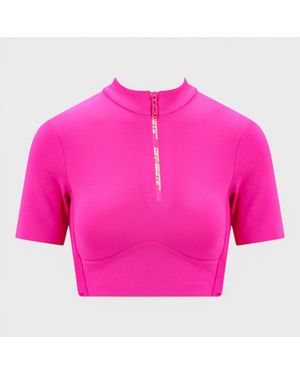 Off-White c/o Virgil Abloh Zip Logo Crop Tee Fuchsia - Pink