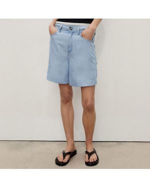 Mango Straight-Fit Lyocell Bermuda Shorts - Blue