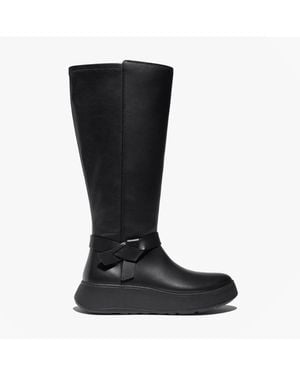 Fitflop F-Mode Heeled Knee High Boots - Black