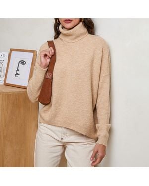 Sofiacashmere Cashmere Blend Roll Neck Jumper - Natural