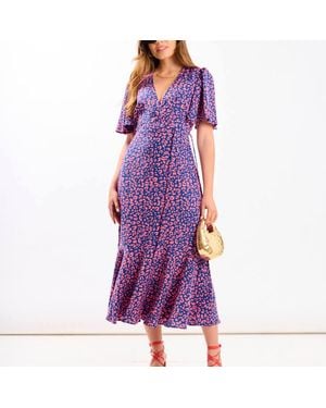 Needs No Label Animal Wrap Midi Dress - Purple