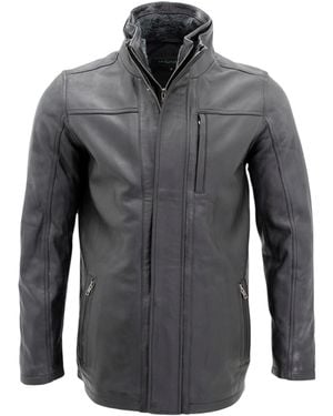 Infinity Leather Classic Warm Leather Mid Length Overcoat-Eastwood - Grey