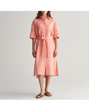 GANT Linen Shirt Dress - Orange