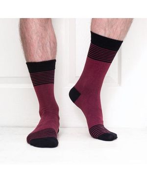 Jemsox Fine Stripe Design Comfort Top Cotton Socks - Pink
