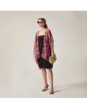 James Lakeland Rose Print Kaftan - Red