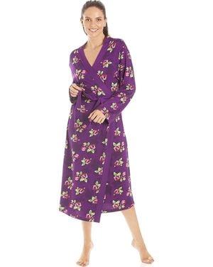 CAMILLE Floral Print Spandex Knee Length Wrap - Purple