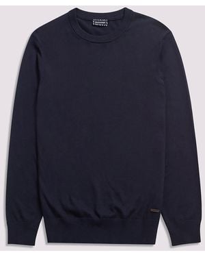 Duchamp Crew Neck Knit Cotton Blend Jumper - Blue