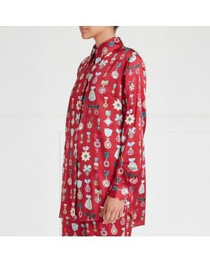 Temperley London Gloriette Medal Silk Blend Shirt - Red