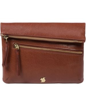 Conkca 'Flare' Conker Leather Clutch Bag - Brown