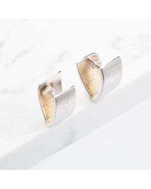 T.H.Baker Sterling Textured V Shape Hoop Earrings 11383 - White