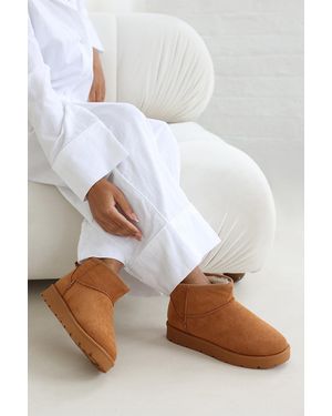 Where's That From Wheres 'Kamila' Mini Faux-Suede Fur Lined Ankle Boots - White