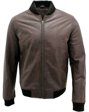 Infinity Leather Varsity Leather Bomber Jacket-Camelford - Grey
